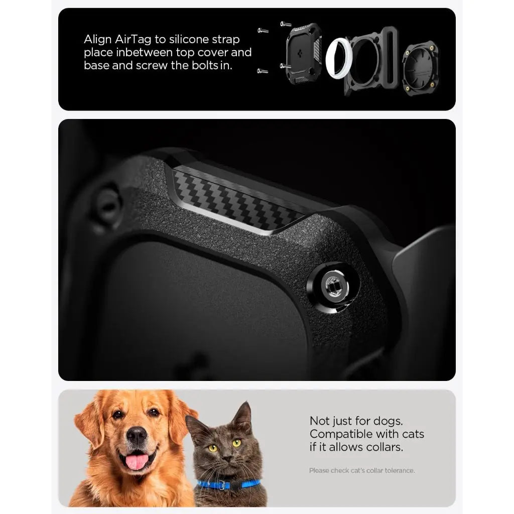Spigen AirTag 2 / AirTag Case Tough Armor IP  Waterproof AirTag Cover Pet Collar Dog Collar Cat Collar Cover Holder