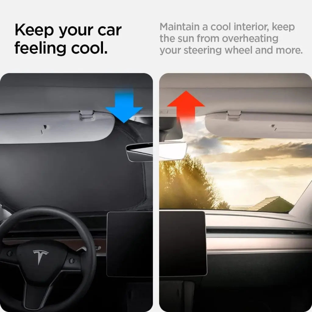 Spigen All Tesla Model Y & 3 Front Windshield Sunshade Tesla Accessories TO260 Car Accessories