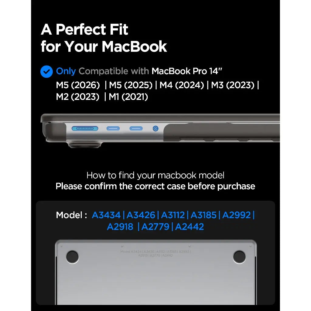 Spigen Case Airskin Frost For Macbook Pro 14 inch case M5/M4/M3/M2/M1 (2026/2025/2024/2023/2021)