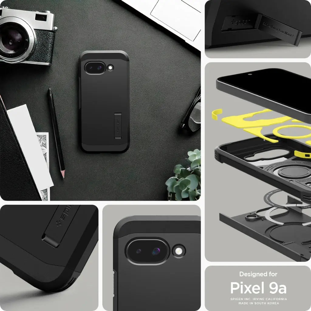 Spigen Google Pixel 9a Case Tough Armor MagFit Magnetic Phone Case Kickstand & Extreme Protection Google Pixel 9a Cover