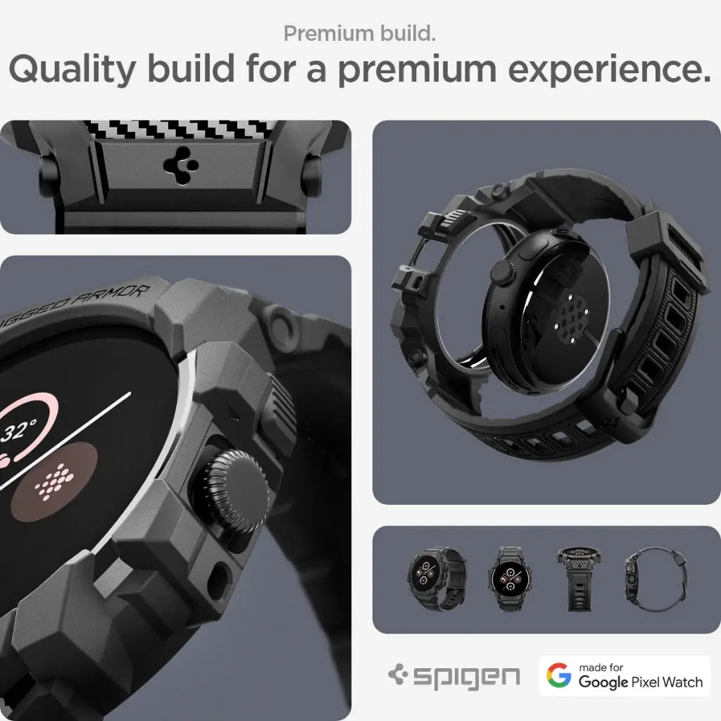Spigen Google Pixel Watch 3 (45mm) Case Rugged Armor Pro Google Pixel Watch Cover Watch Band Watch Strap