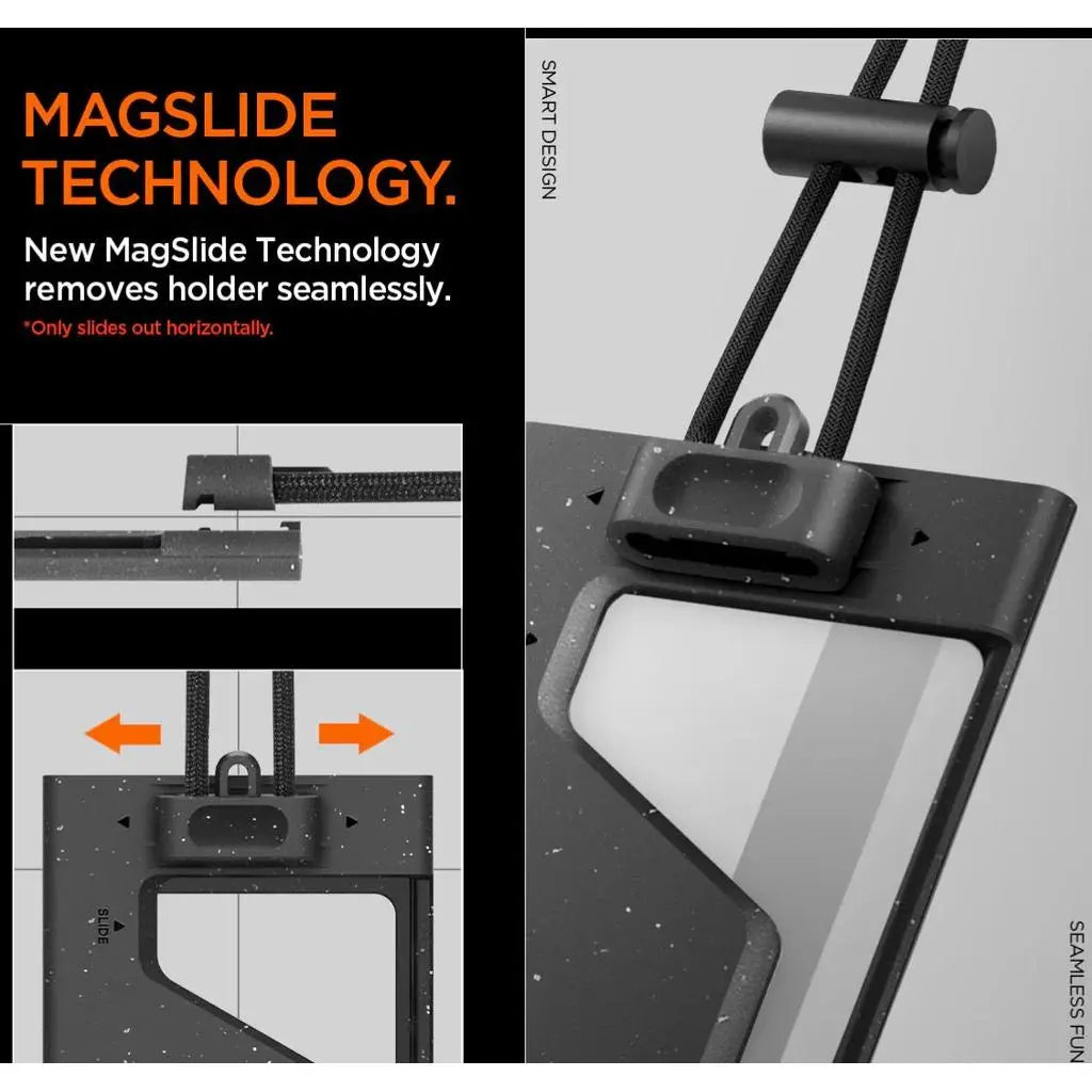 Spigen ID Badge Holder MagSlide Card Wallet Card Holder 2 Cards with Lanyard Strap Wrist Strap