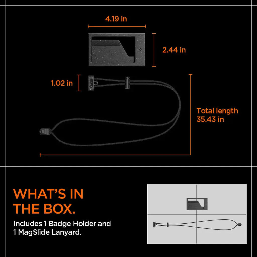 Spigen ID Badge Holder MagSlide Card Wallet Card Holder 2 Cards with Lanyard Strap Wrist Strap