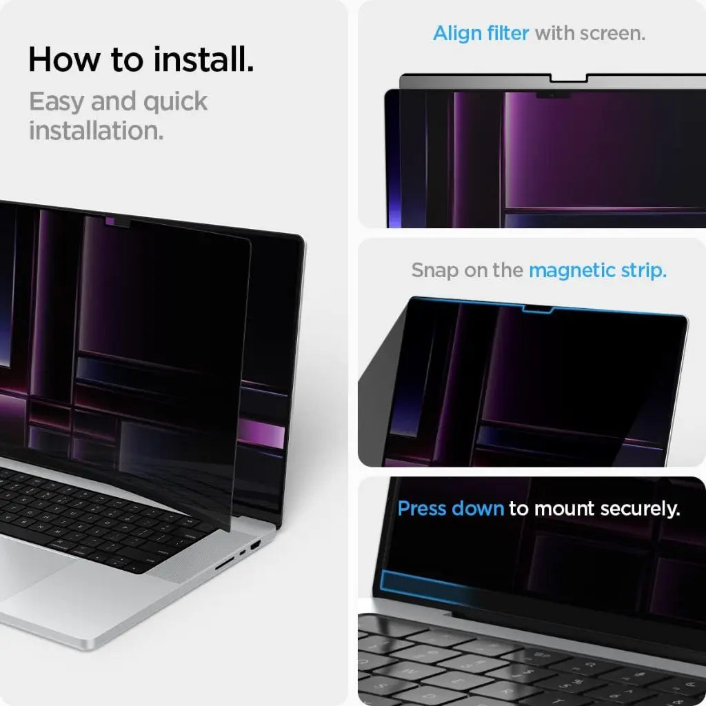Spigen MacBook Pro 16 inch (2024/2023/2021) Privacy Screen Protector SafeView Tempered Glass MacBook Screen Protector