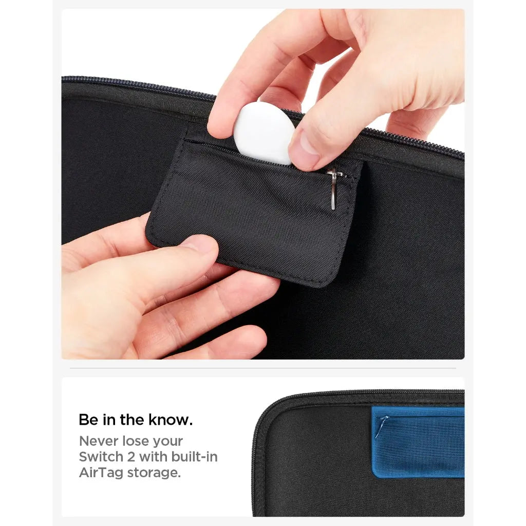 Spigen Nintendo Switch 2 (2025) Klasden Pouch Protective Carrying Case with 10 Game Card Slots and AirTag Storage