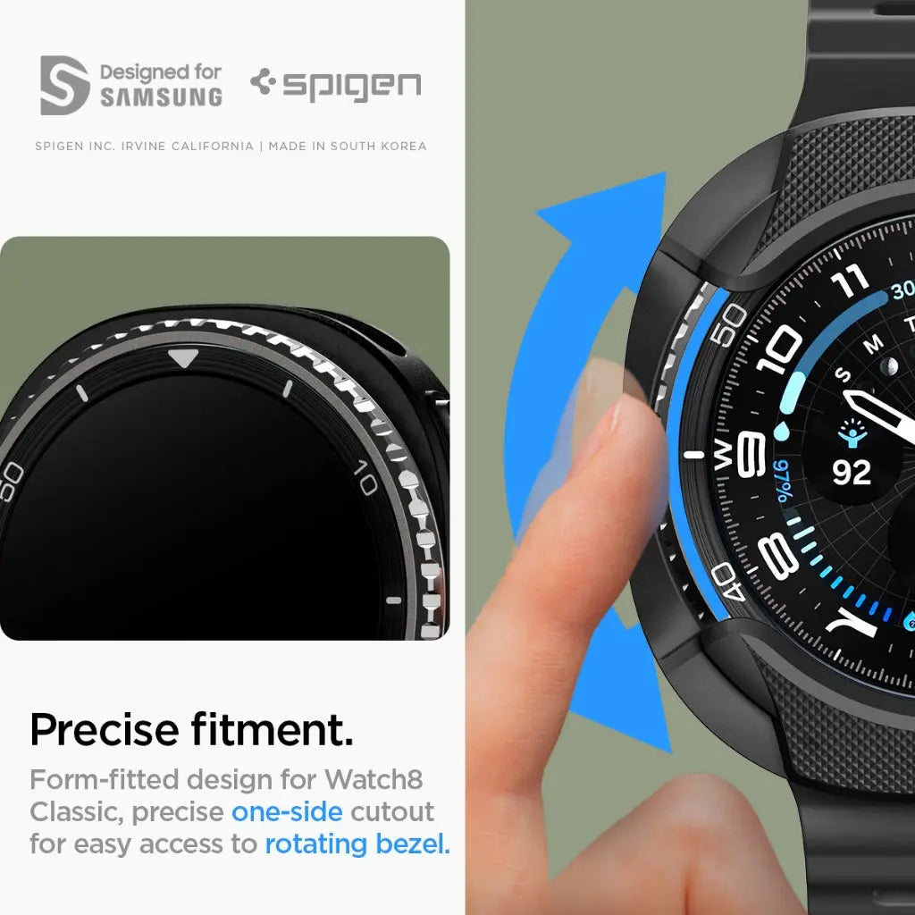 Spigen Samsung Watch 8 Classic (46mm) Case Liquid Air Samsung Casing Galaxy Watch 8 Classic Protective Matte Black Cover