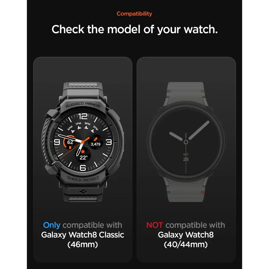 Spigen Samsung Watch 8 Classic (46mm) Case Rugged Armor Pro Galaxy Watch Strap Watch Case Watch Band Protective