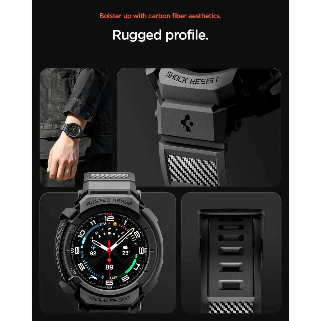 Spigen Samsung Watch 8 Classic (46mm) Case Rugged Armor Pro Galaxy Watch Strap Watch Case Watch Band Protective