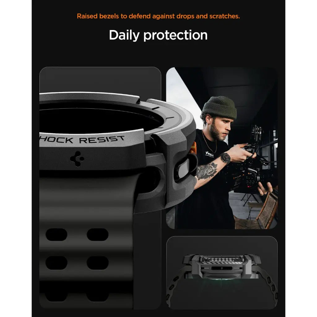 Spigen Samsung Watch 8 Classic (46mm) Case Rugged Armor Samsung Casing Galaxy Watch 8 Classic Protection Black Cover