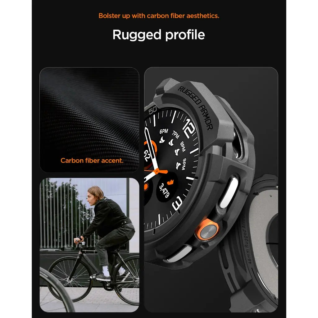 Spigen Samsung Watch 8 Classic (46mm) Case Rugged Armor Samsung Casing Galaxy Watch 8 Classic Protection Black Cover