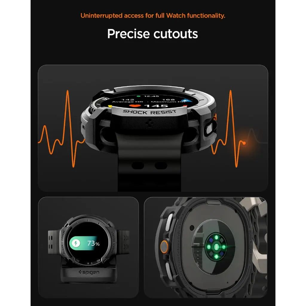 Spigen Samsung Watch 8 Classic (46mm) Case Rugged Armor Samsung Casing Galaxy Watch 8 Classic Protection Black Cover