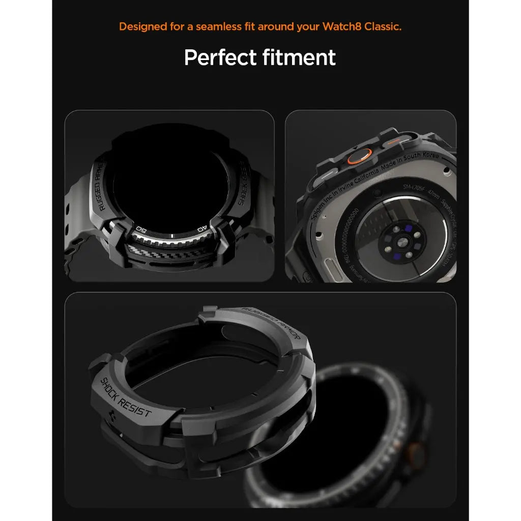 Spigen Samsung Watch 8 Classic (46mm) Case Rugged Armor Samsung Casing Galaxy Watch 8 Classic Protection Black Cover