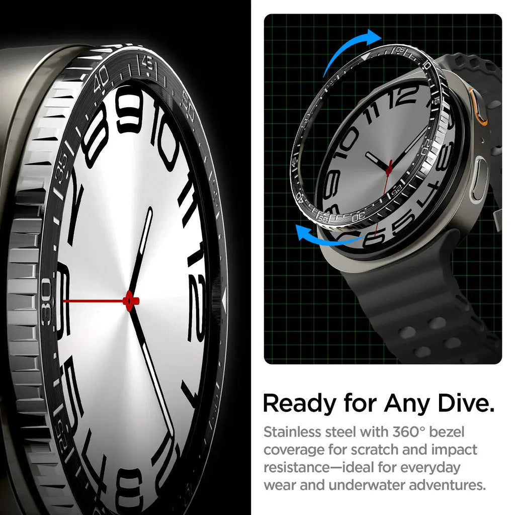Spigen Samsung Watch 8 (44mm) Accessory Bezel Tune Stainless Steel Galaxy Watch 8 Bezel Protection
