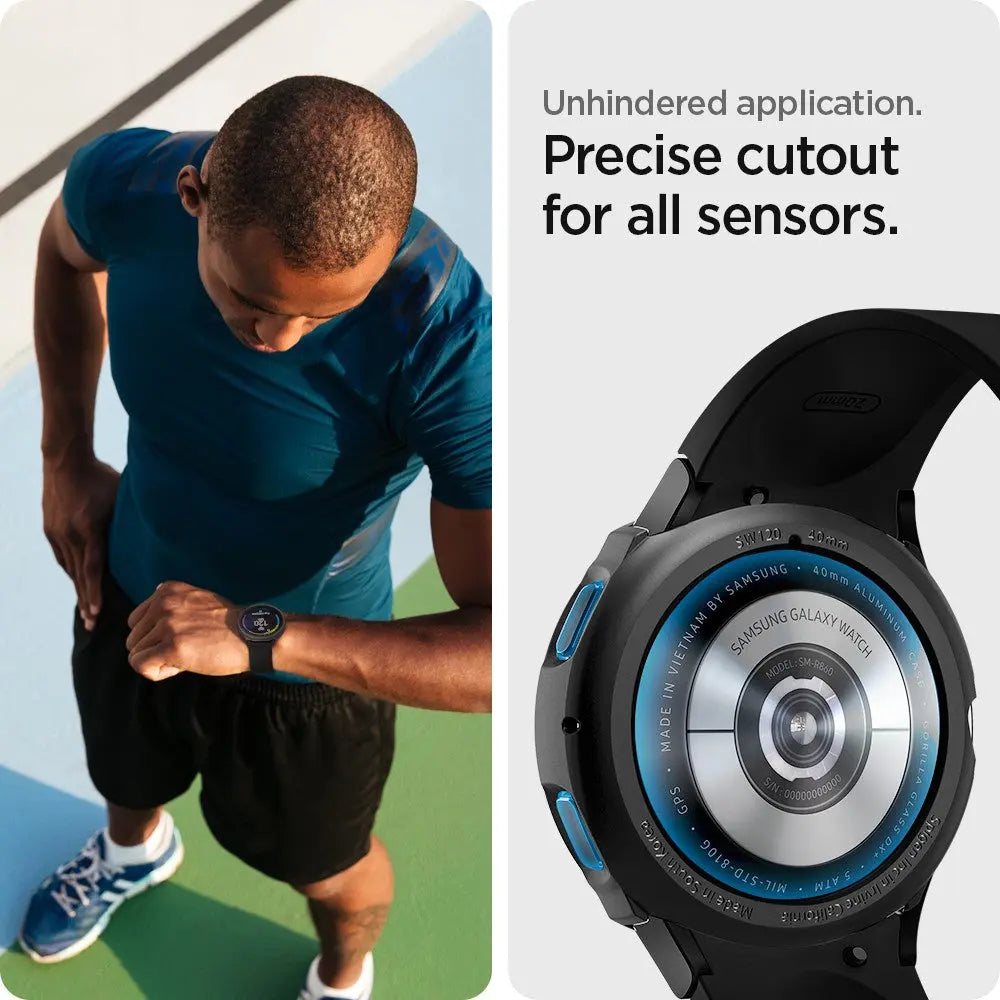 Spigen Samsung Watch FE / 5 / 4 (40mm) Case Liquid Air Galaxy Watch 40mm Casing Protective Matte Black Cover