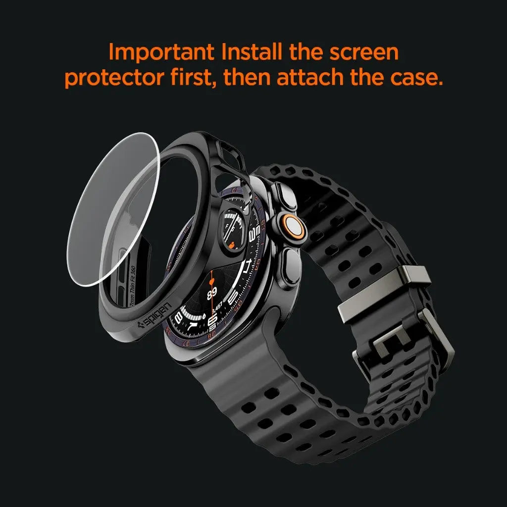 Spigen Samsung Watch Ultra 2 Case (47mm) Thin Fit 360 with Tempered Glass Galaxy Watch Ultra 2 Case