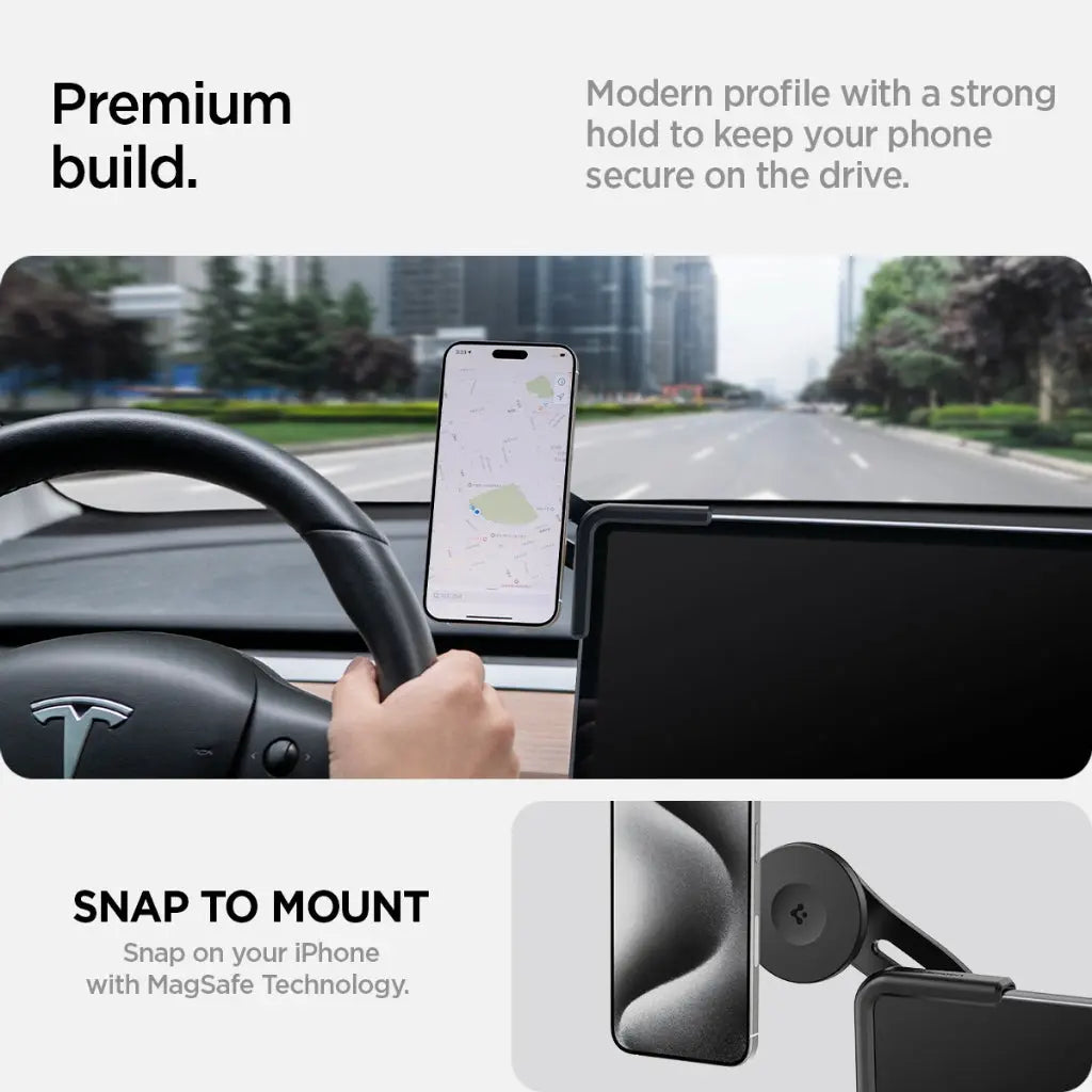 Spigen Tesla Model Y Juniper (2026/2025) & Tesla Model 3/Y/S/X TapLock Qi2 Magnetic Mount Phone Mount Tesla Accessories