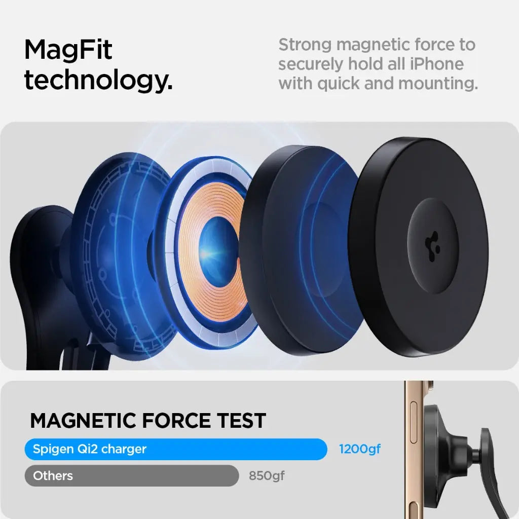 Spigen Tesla Model Y Juniper (2026/2025) & Tesla Model 3/Y/S/X TapLock Qi2 Magnetic Mount Phone Mount Tesla Accessories