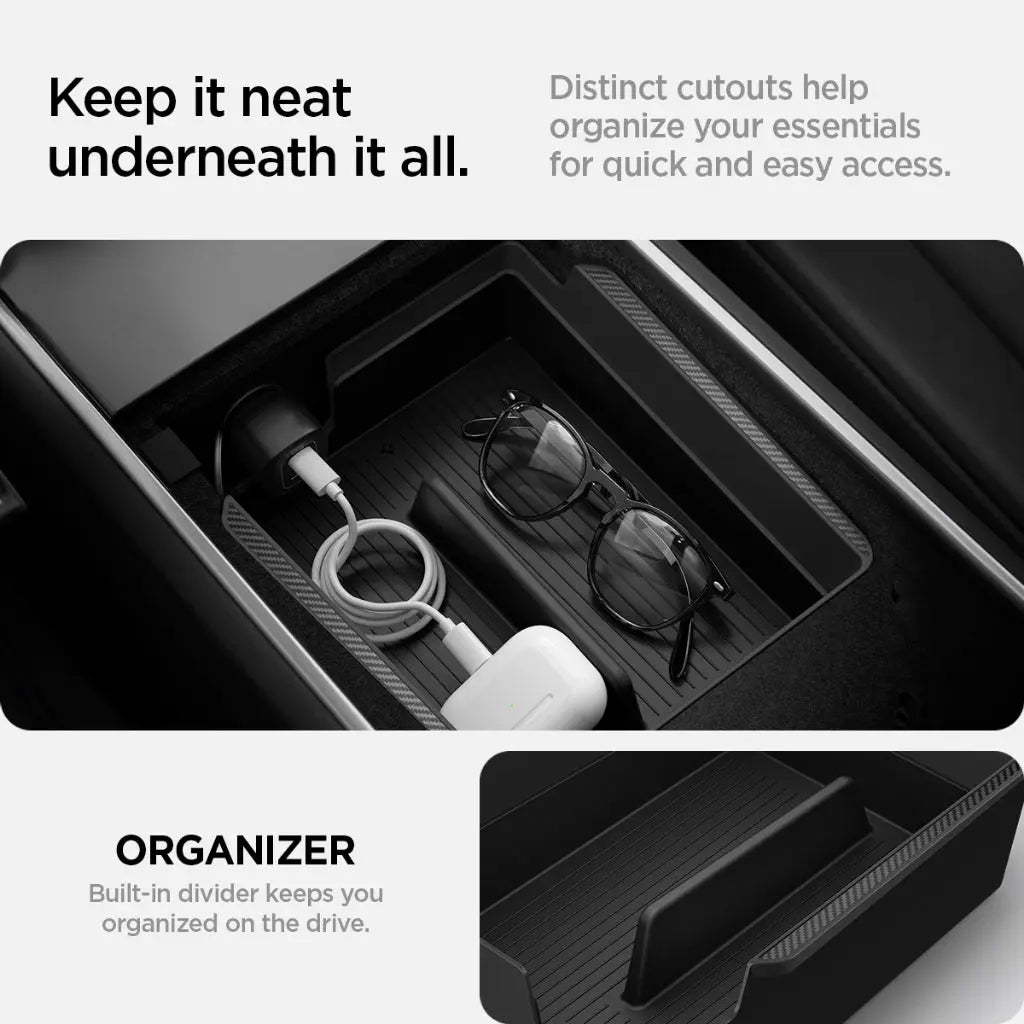 Tesla Model Y / Model 3 Armrest Console Organizer - Spigen Singapore