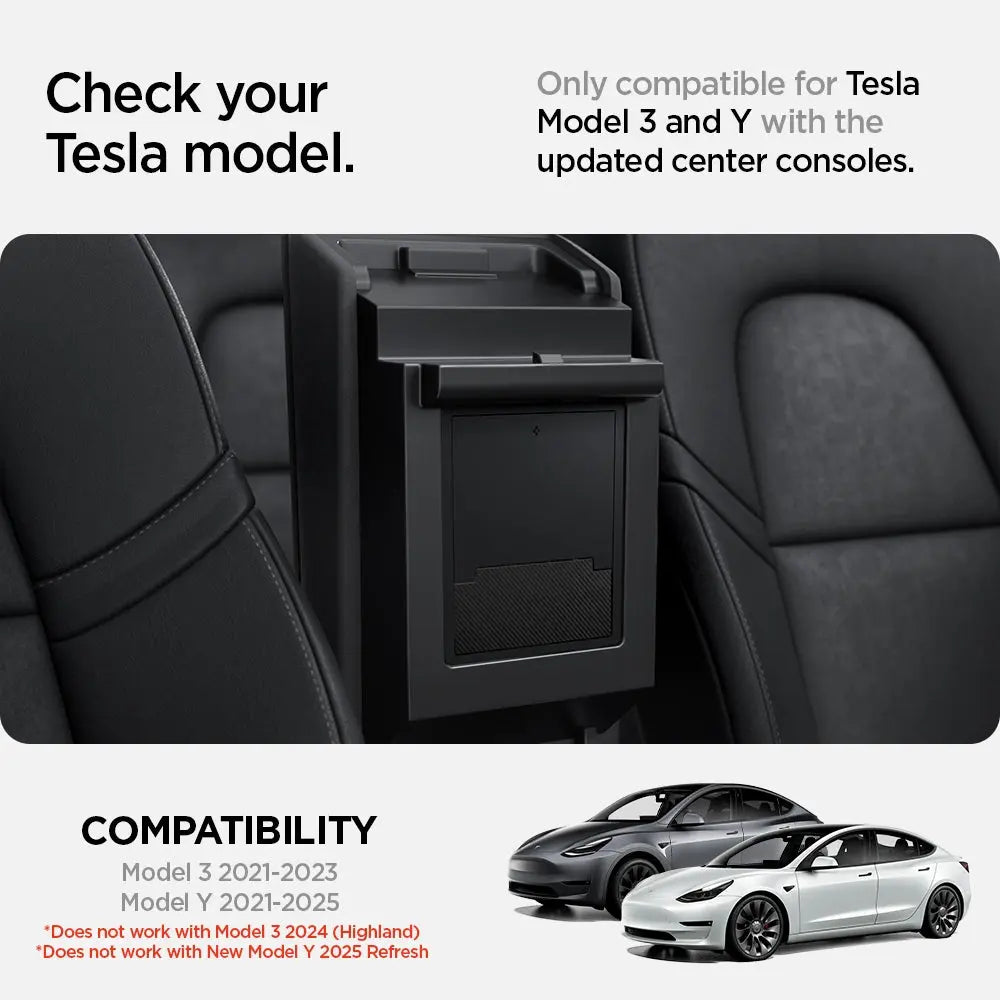 Spigen Tesla Model Y (2021-2025) / Model 3 (2021-2023) Center Console One Touch Hidden Storage Box Tesla Car Accessories
