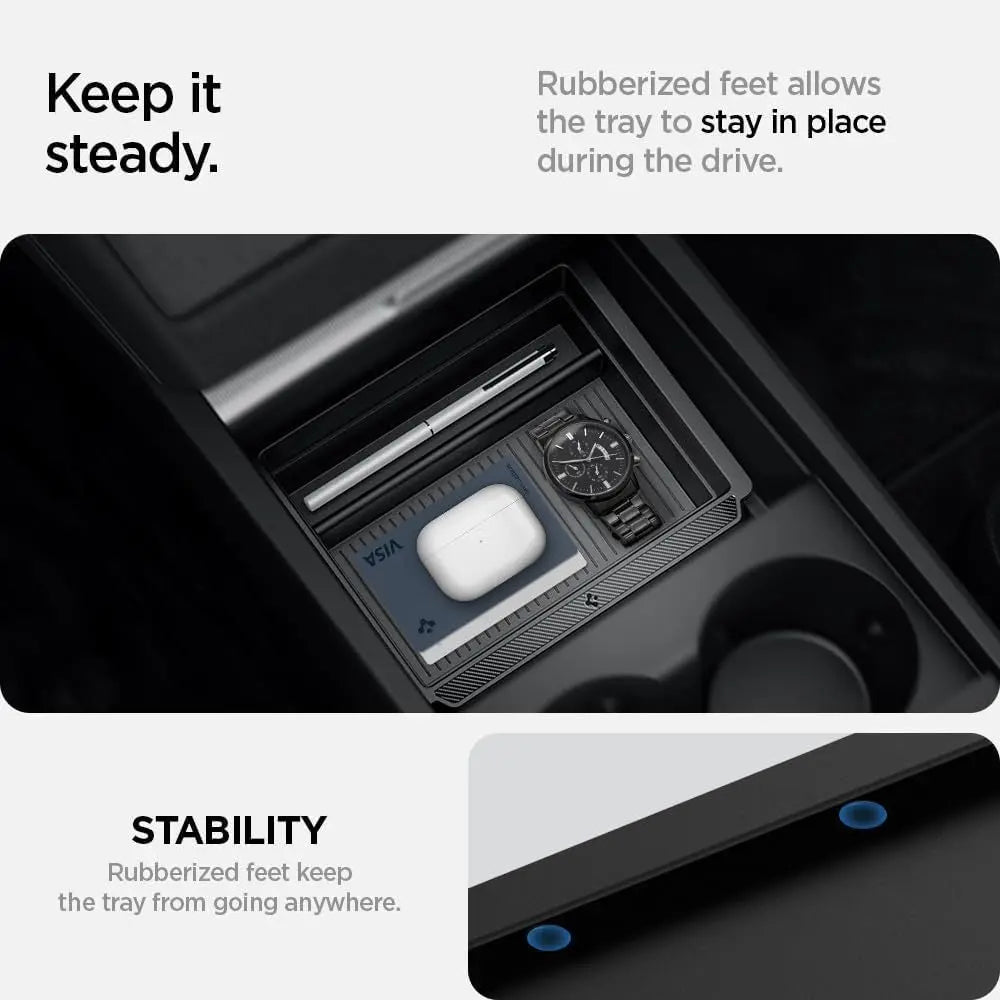Spigen Tesla Model Y (2025) Juniper / Model 3 (2024-2025) Center Console Organizer Tray with Smooth Slide Technology