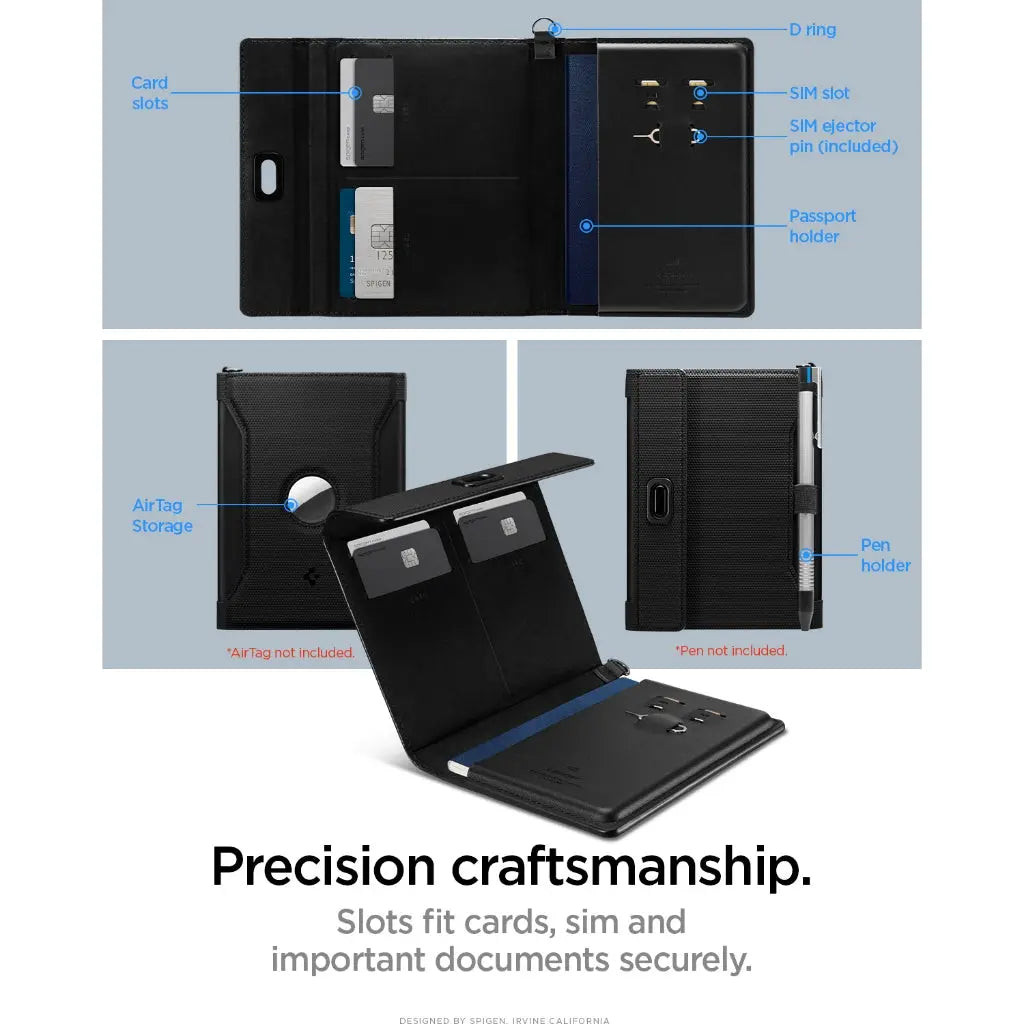 Spigen Universal Passport Holder AirTag Holder Card Holder Passport Cover Passport Wallet Passport Case Passport Pouch
