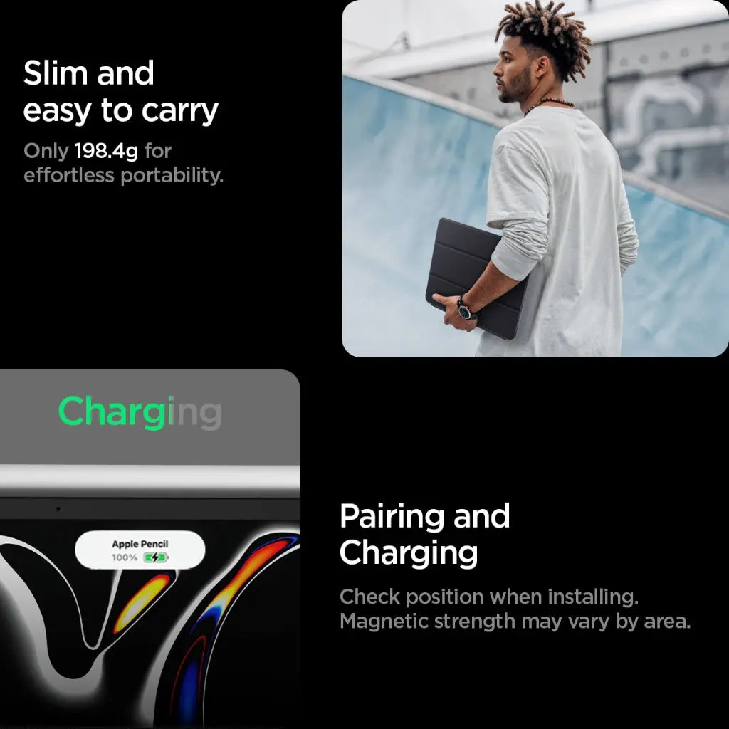 Spigen iPad Pro 13 Case (2024) Liquid Air Folio iPad Pro 13-inch Cover Drop Protection with Adjustable Stand