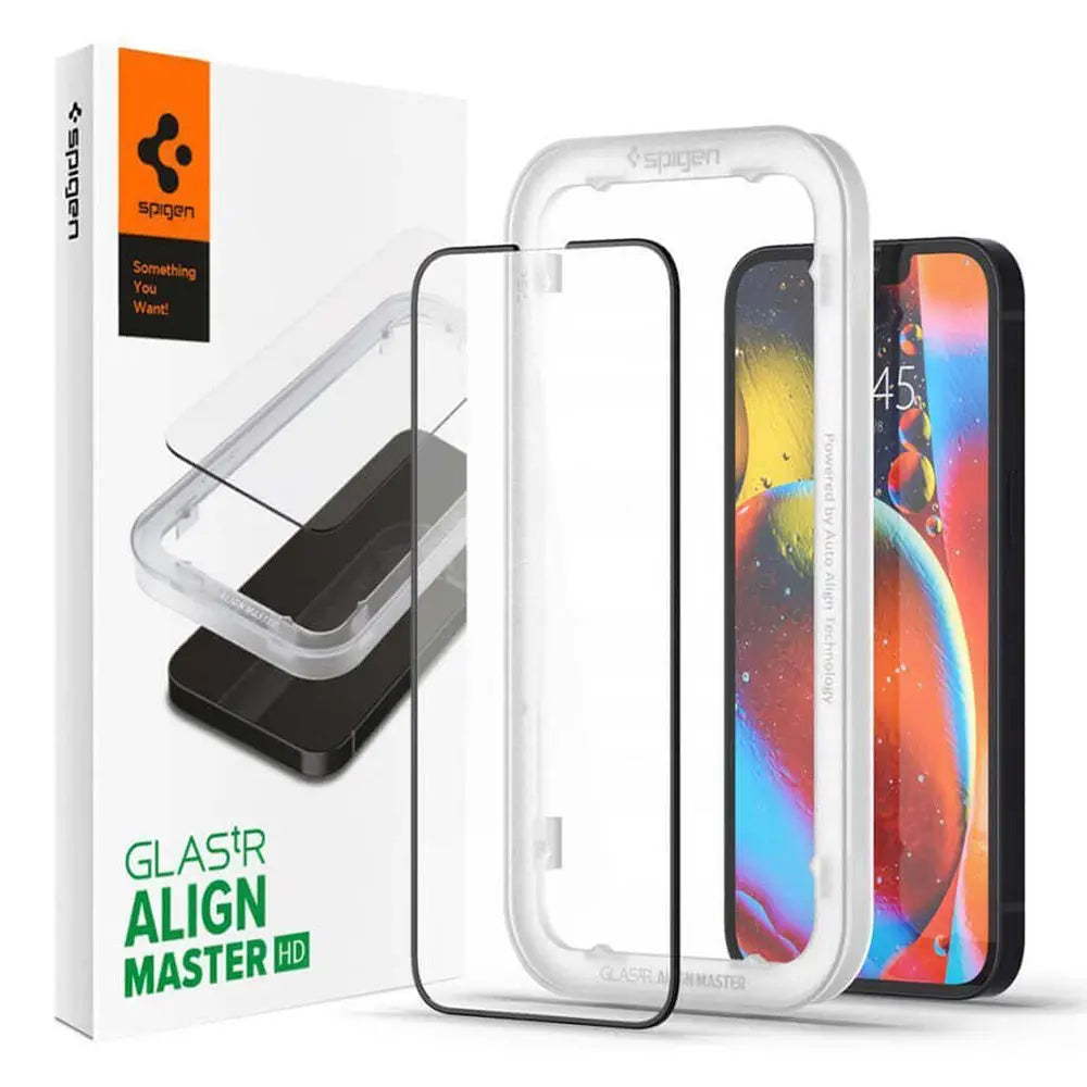 Spigen iPhone 13 Pro / iPhone 13 AlignMaster Full Coverage Tempered Glass iPhone Screen Protector With Alignment Tray