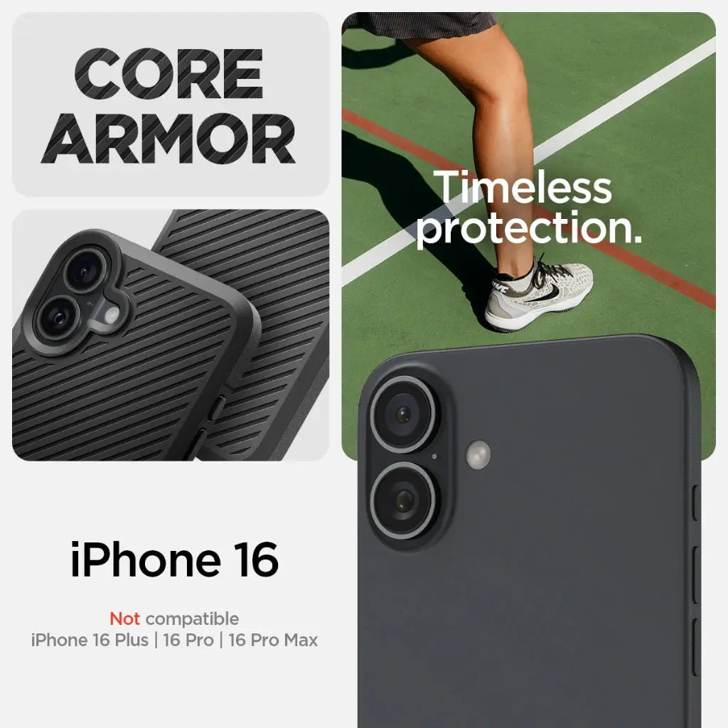 Spigen iPhone 16 Case 6.1" Core Armor Textured Design Air Cushion Technology Protection iPhone Casing Cover