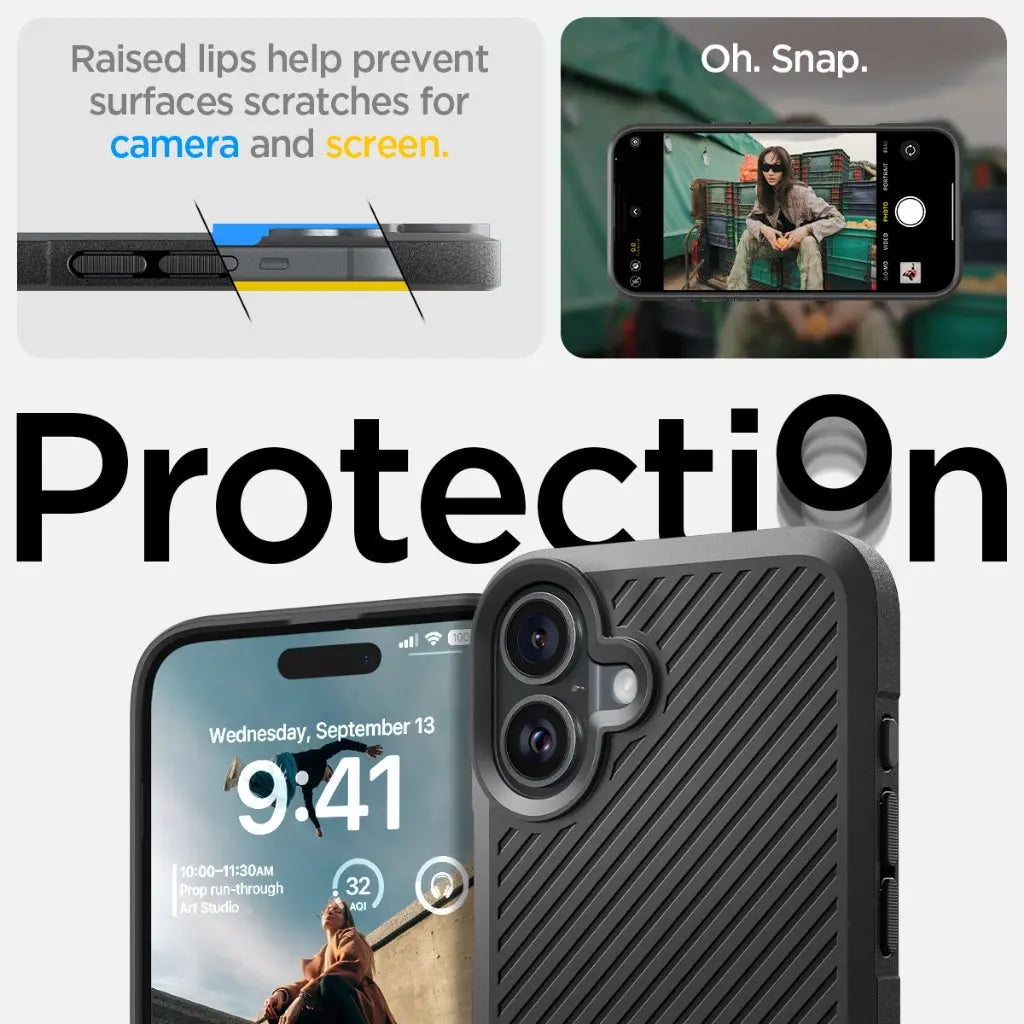 Spigen iPhone 16 Case 6.1" Core Armor Textured Design Air Cushion Technology Protection iPhone Casing Cover