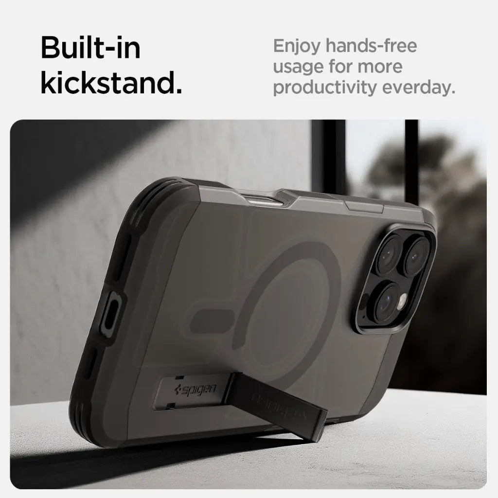 Spigen iPhone 16 Pro Case 6.3" Tough Armor MagFit Frost Black Magnetic Phone Case Extreme Protection iPhone Case