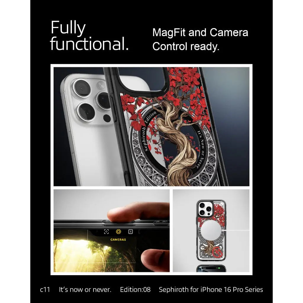 Spigen iPhone 16 Pro Case 6.3" c11 Sephiroth Magfit 3D Spatial Effect Camera Control Button Cover Magnetic Phone Case