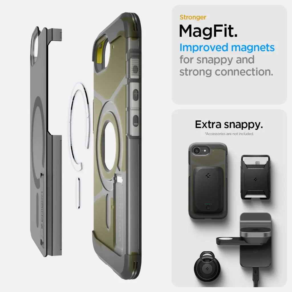 Spigen iPhone SE Case (2025) 6.1" Tough Armor MagFit Frost Black Magnetic Phone Case Extreme Protection iPhone Case