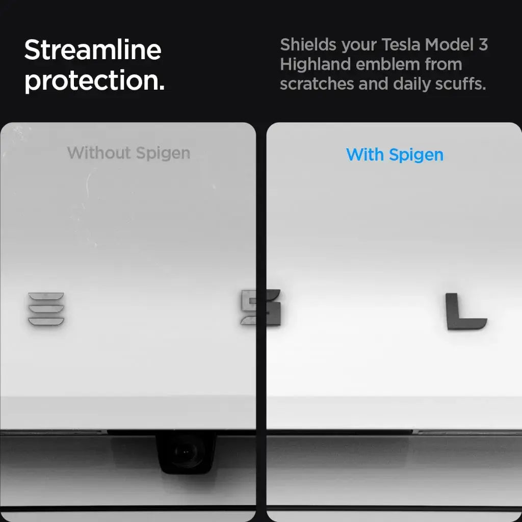 Spigen Tesla Model 3 (2025/2024) Refresh (Highland) Rear Emblem Logo Full Cover Sticker TO322H Tesla Accessories