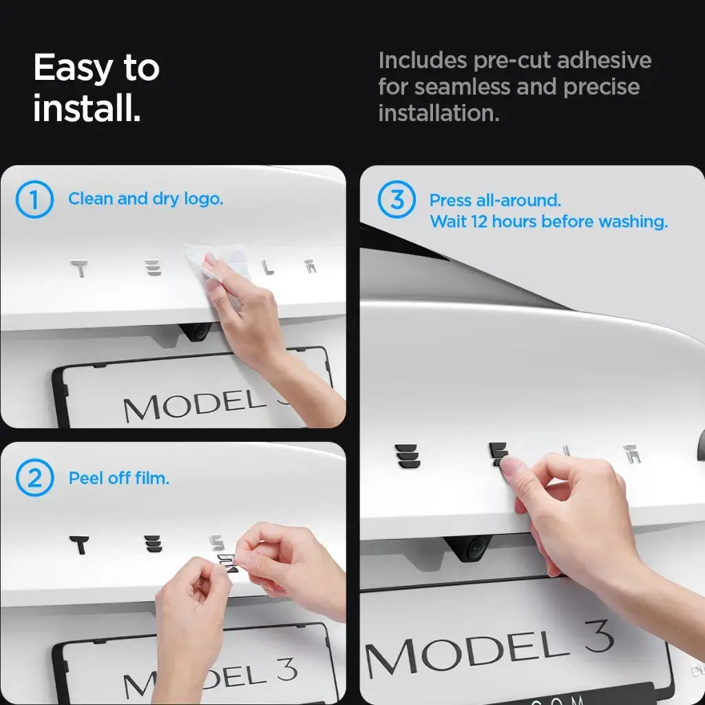 Spigen Tesla Model 3 (2025/2024) Refresh (Highland) Rear Emblem Logo Full Cover Sticker TO322H Tesla Accessories