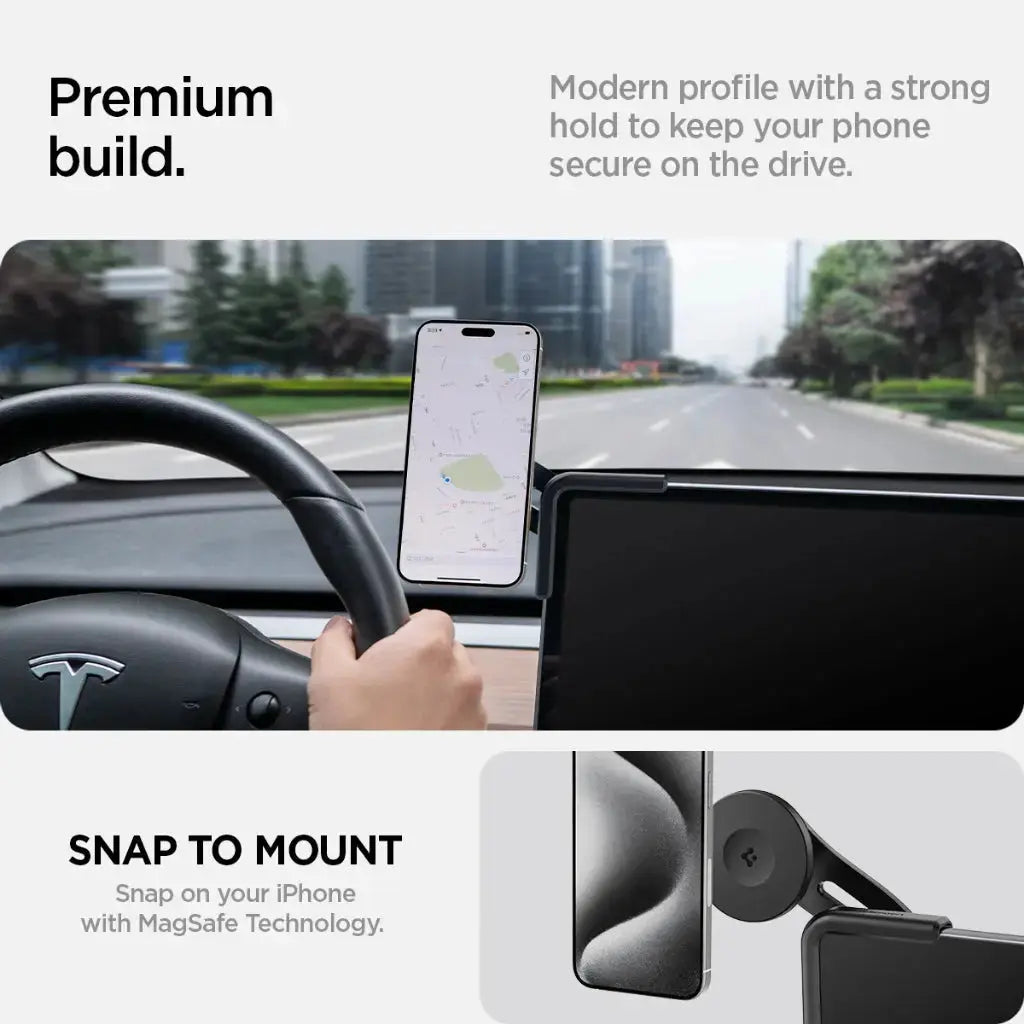 Spigen Tesla Model Y Juniper (2026/2025) & Tesla Model 3/Y/S/X TapLock Qi2 Magnetic Mount Phone Mount Tesla Accessories