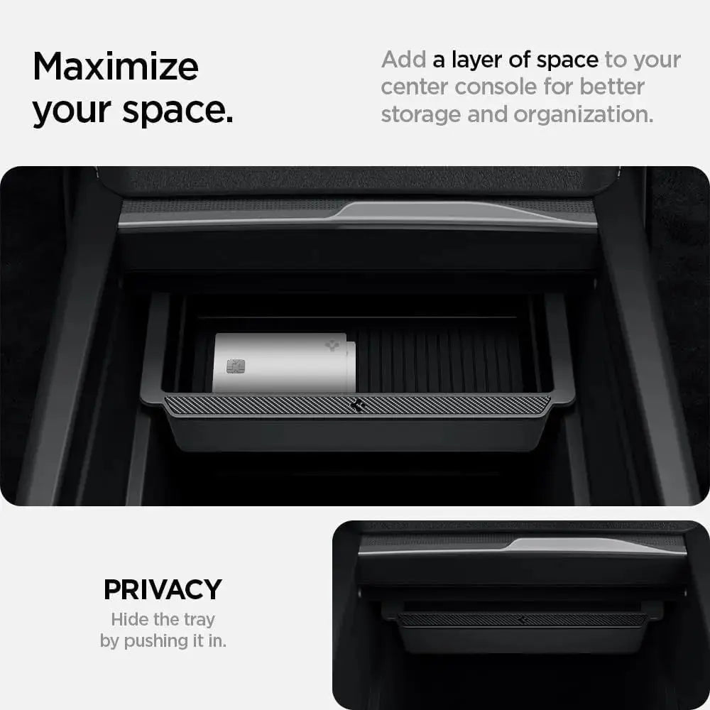 Spigen Tesla Model Y (2025) Juniper / Model 3 (2024-2025) Center Console Organizer Tray with Smooth Slide Technology