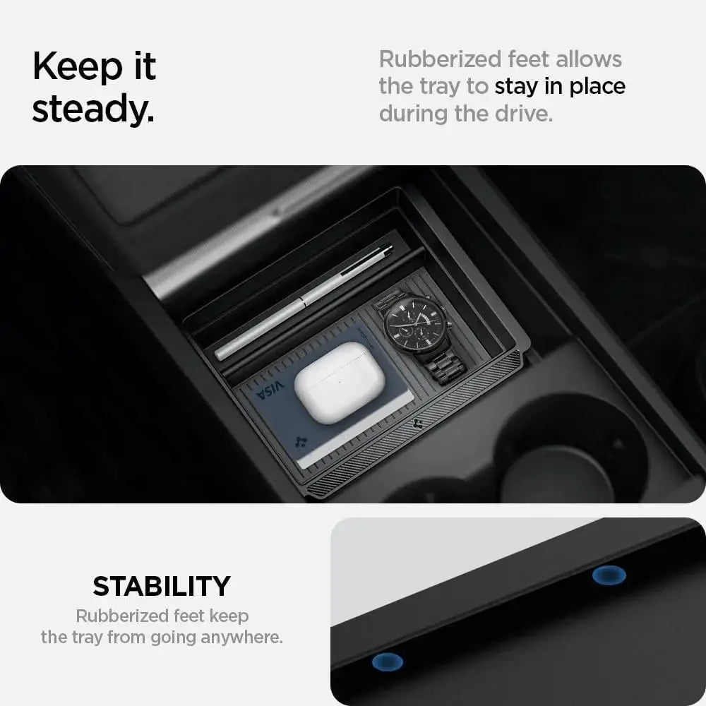 Spigen Tesla Model Y (2025) Juniper / Model 3 (2024-2025) Center Console Organizer Tray with Smooth Slide Technology