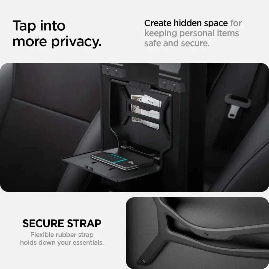 Spigen Tesla Model Y Juniper (2026/2025) & Model 3 Highland (2025/2024) One-Tap Hidden Storage Box Tesla Accessories