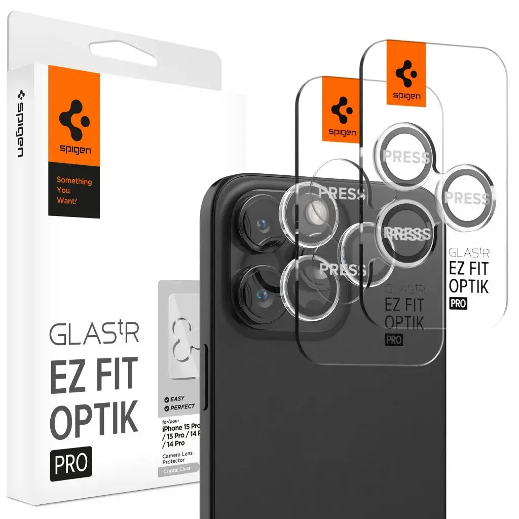 [2 Pack] iPhone 15 Pro Max / 15 Pro / 14 Pro Max / 14 Pro Camera Lens Protector EZ Fit Optik Pro