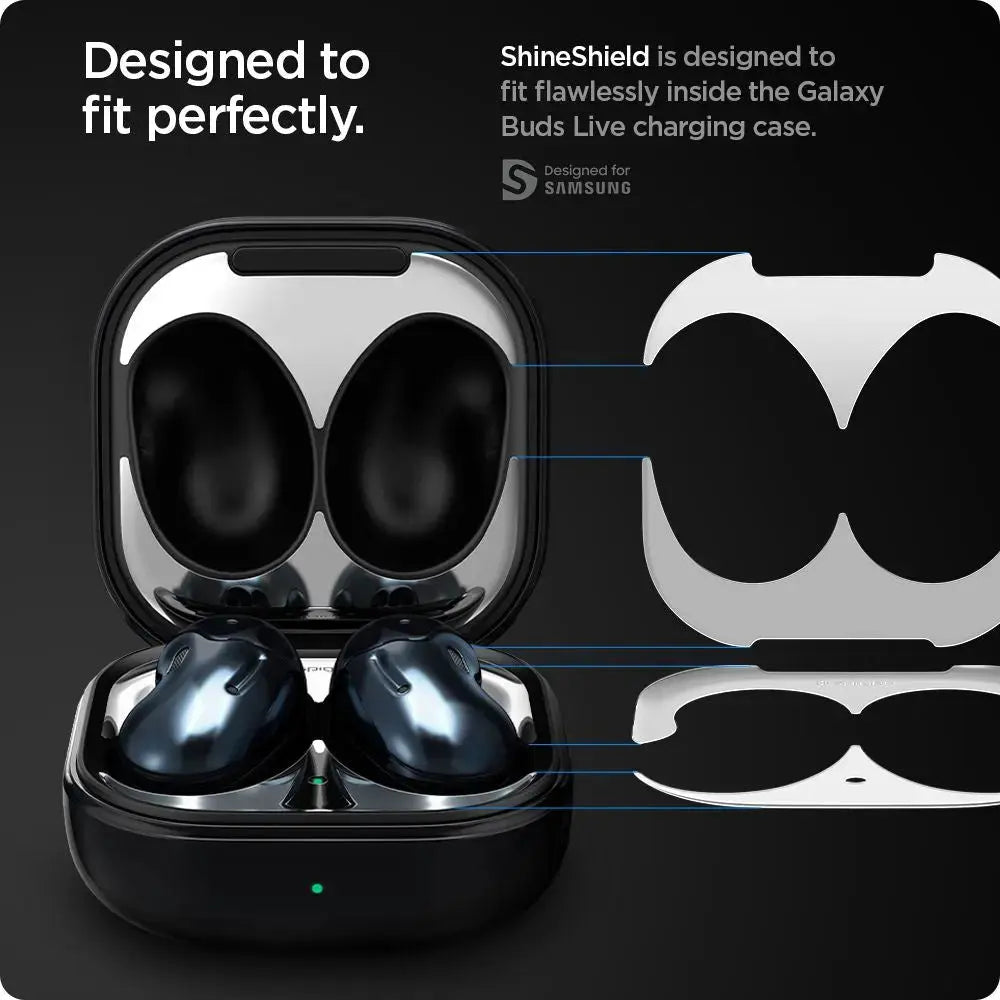 [2 Pack] Galaxy Buds Live Shine Shield Metal Silver Sticker