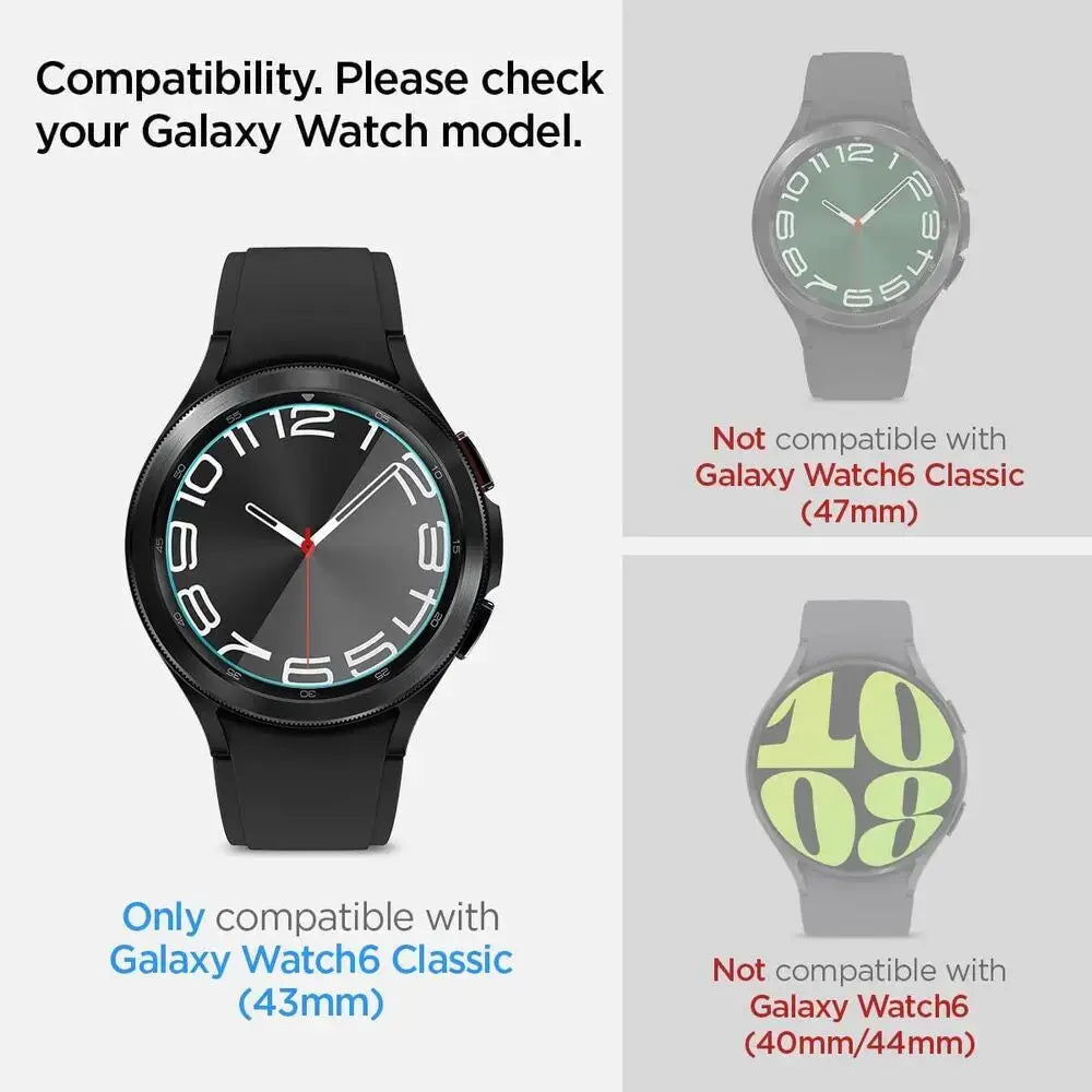 [2 Pack] Galaxy Watch 6 Classic Screen Protector (43mm) EZ FIT GLAS.tR - Spigen Singapore
