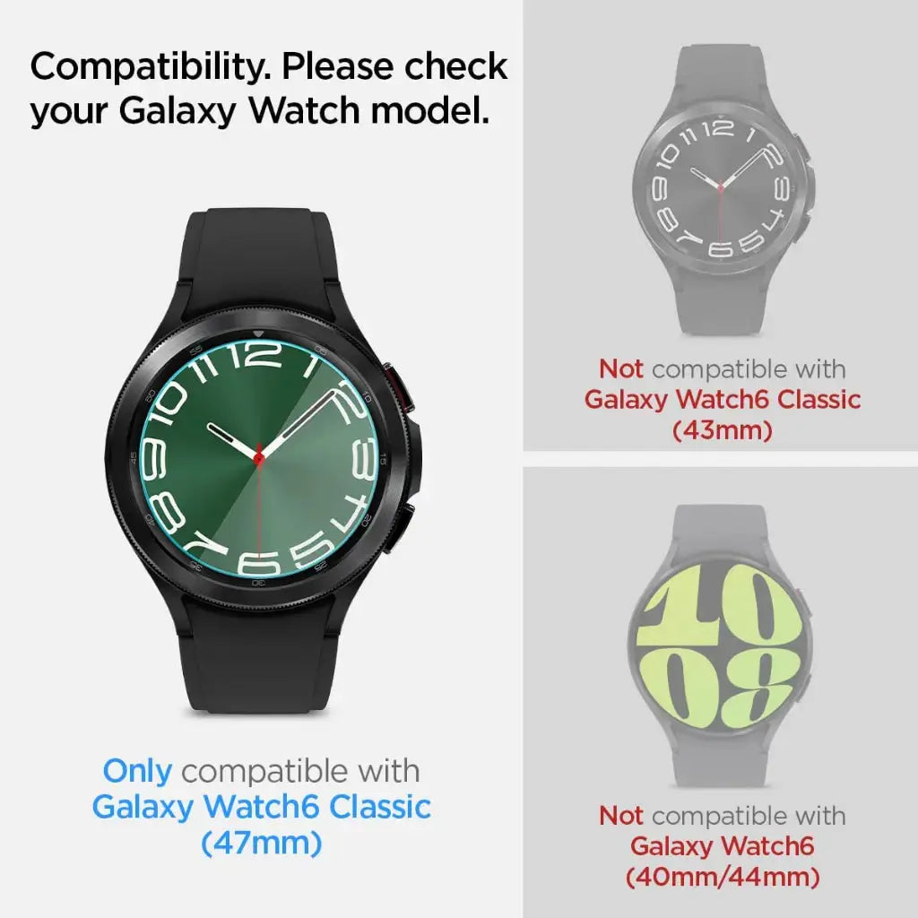 [2 Pack] Galaxy Watch 6 Classic Screen Protector (47mm) EZ FIT GLAS.tR - Spigen Singapore
