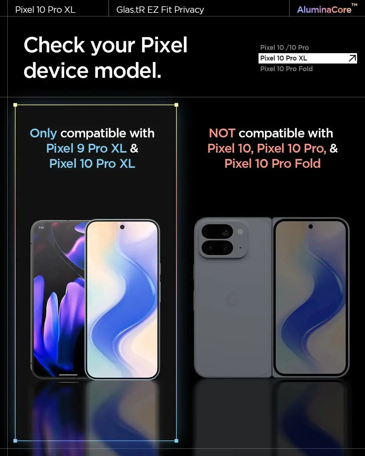 [2 Pack] Google Pixel 10 Pro XL / Pixel 9 Pro XL Privacy Screen Protector EZ Fit