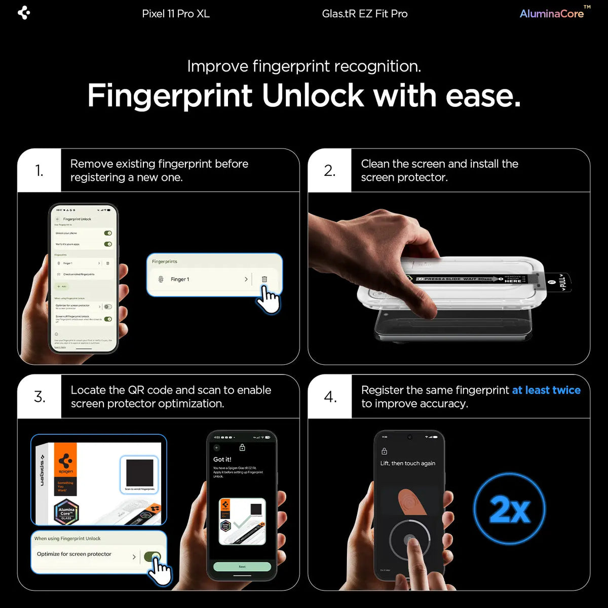 [2 Pack] Google Pixel 11 Pro XL Screen Protector EZ Fit Pro