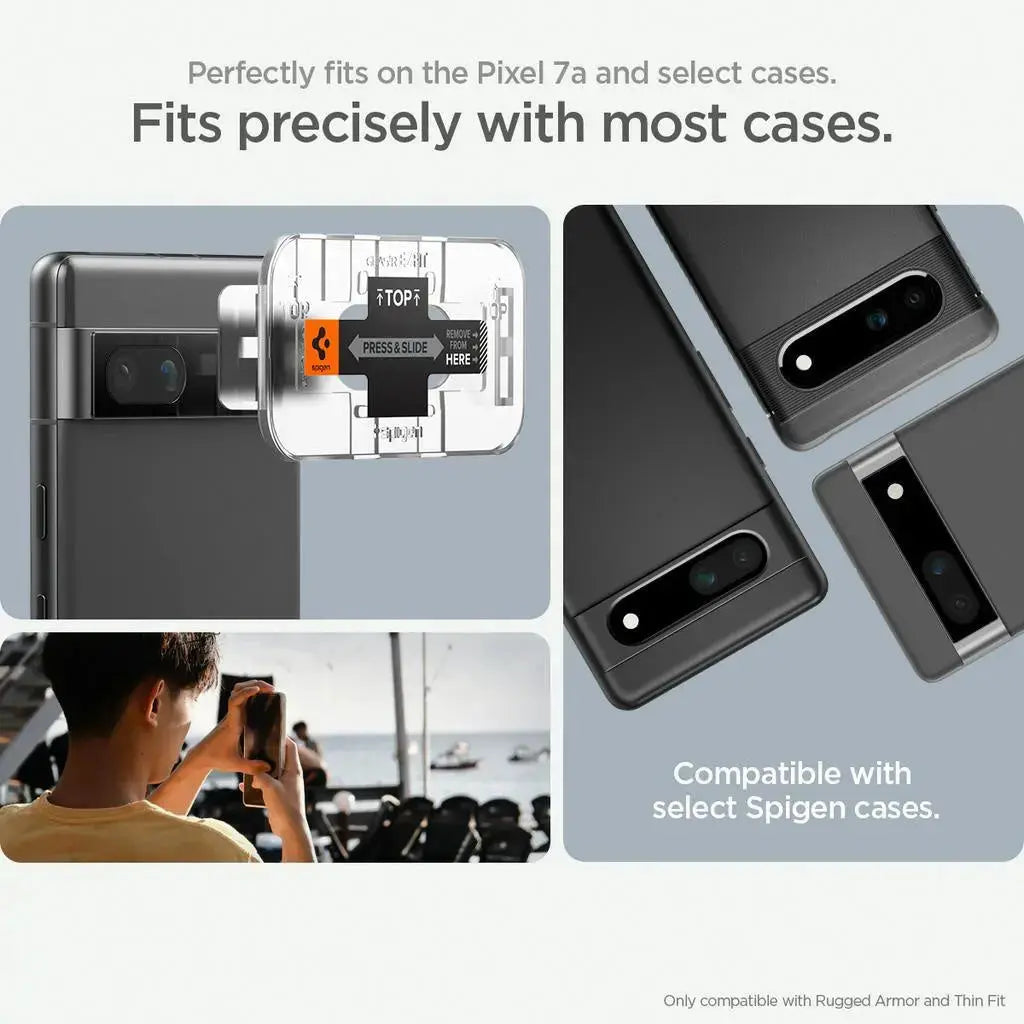 [2 Pack] Google Pixel 7a Camera Lens Protector EZ Fit Optik - Spigen Singapore