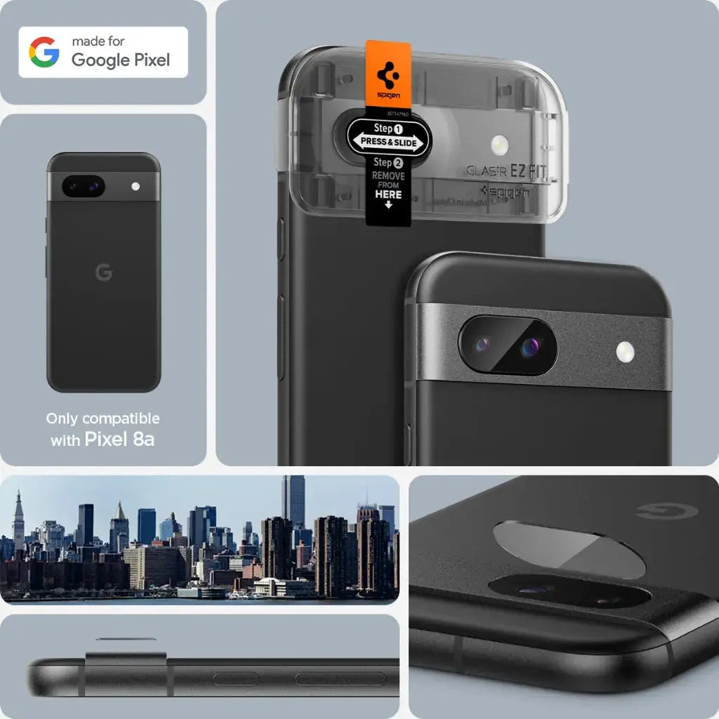 [2 Pack] Google Pixel 8a Camera Lens Protector EZ Fit Optik Pro - Spigen Singapore