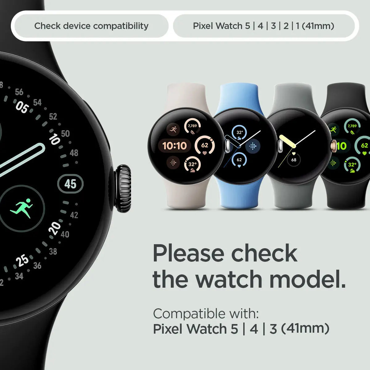 [2 Pack] Google Pixel Watch 5 / 4 / 3 (41mm) EliteShield EZ Fit