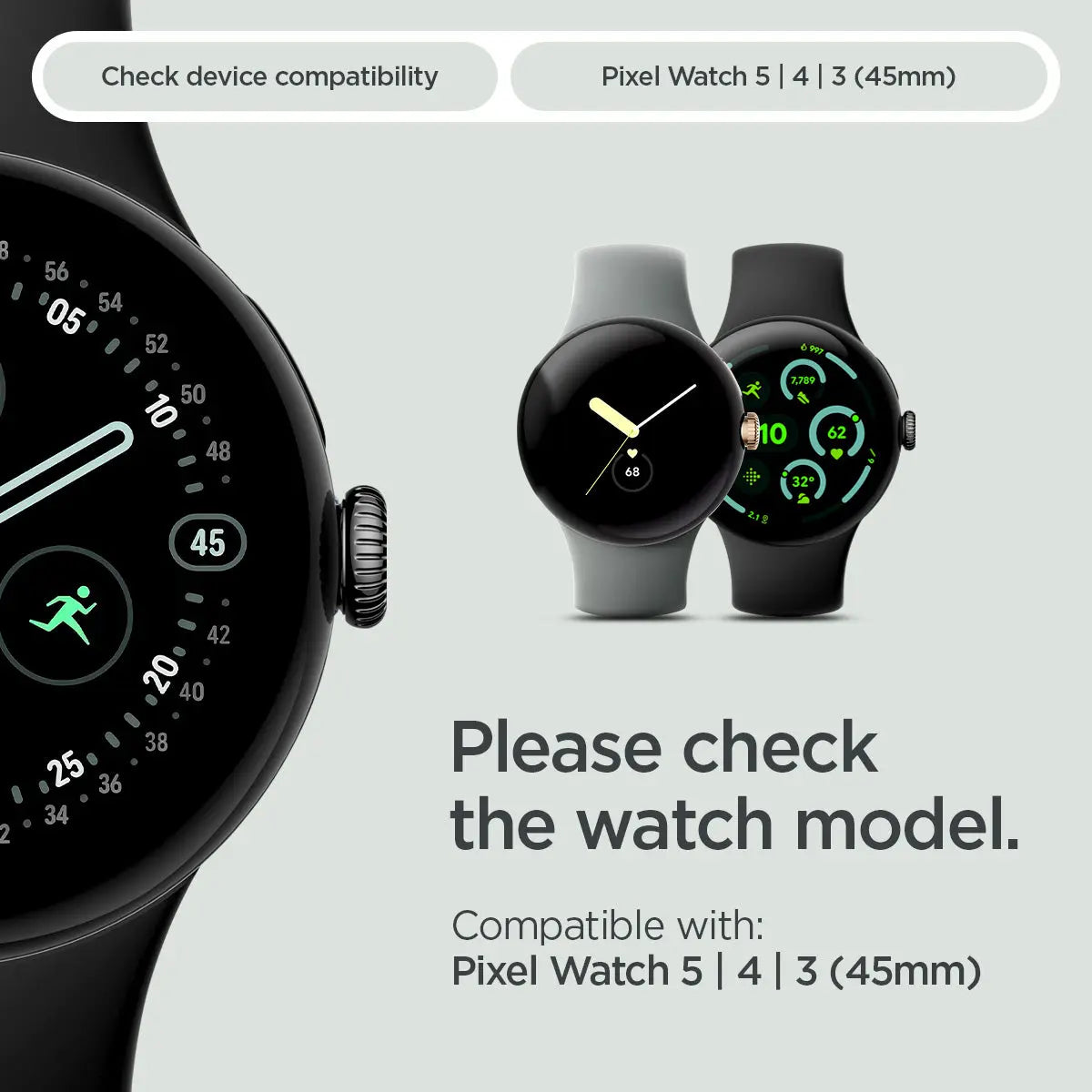 [2 Pack] Google Pixel Watch 5 / 4 / 3 (45mm) EliteShield EZ Fit