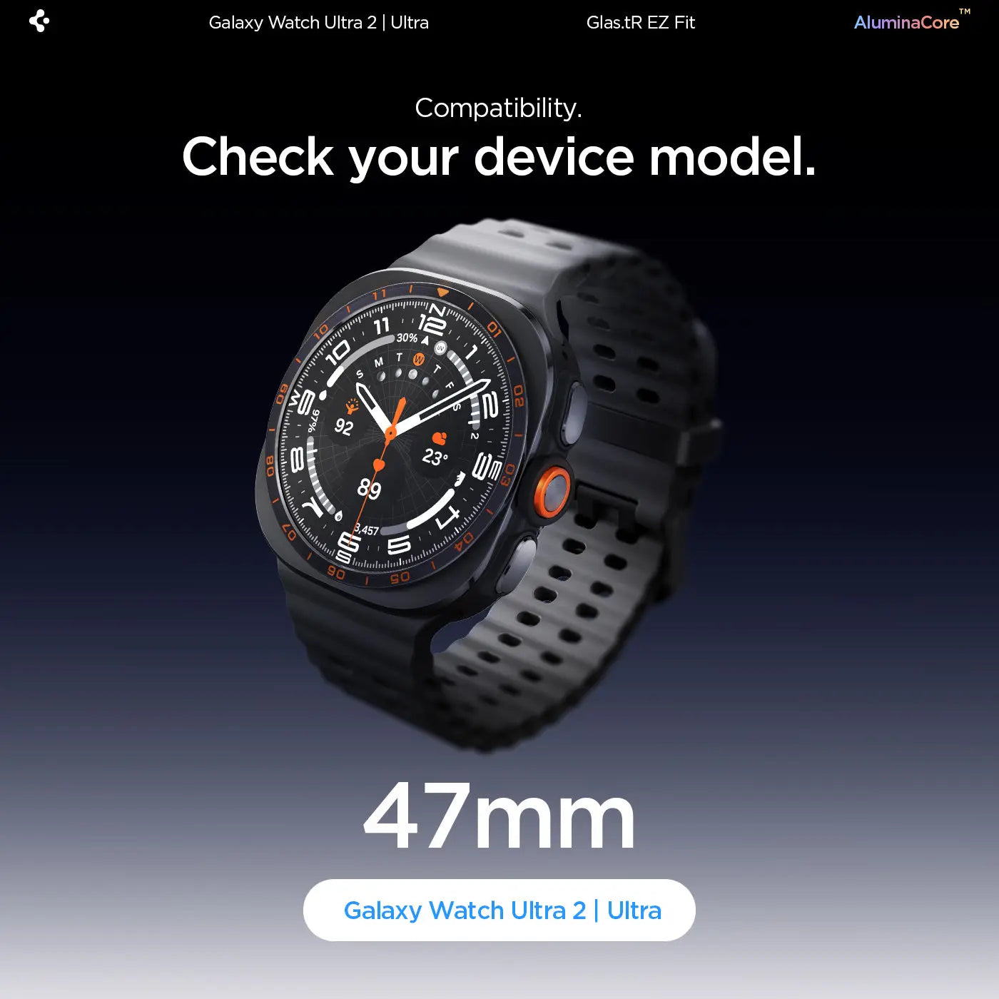 [2 Pack] Samsung Watch Ultra 2 Screen Protector (47mm) EZ FIT GLAS.tR