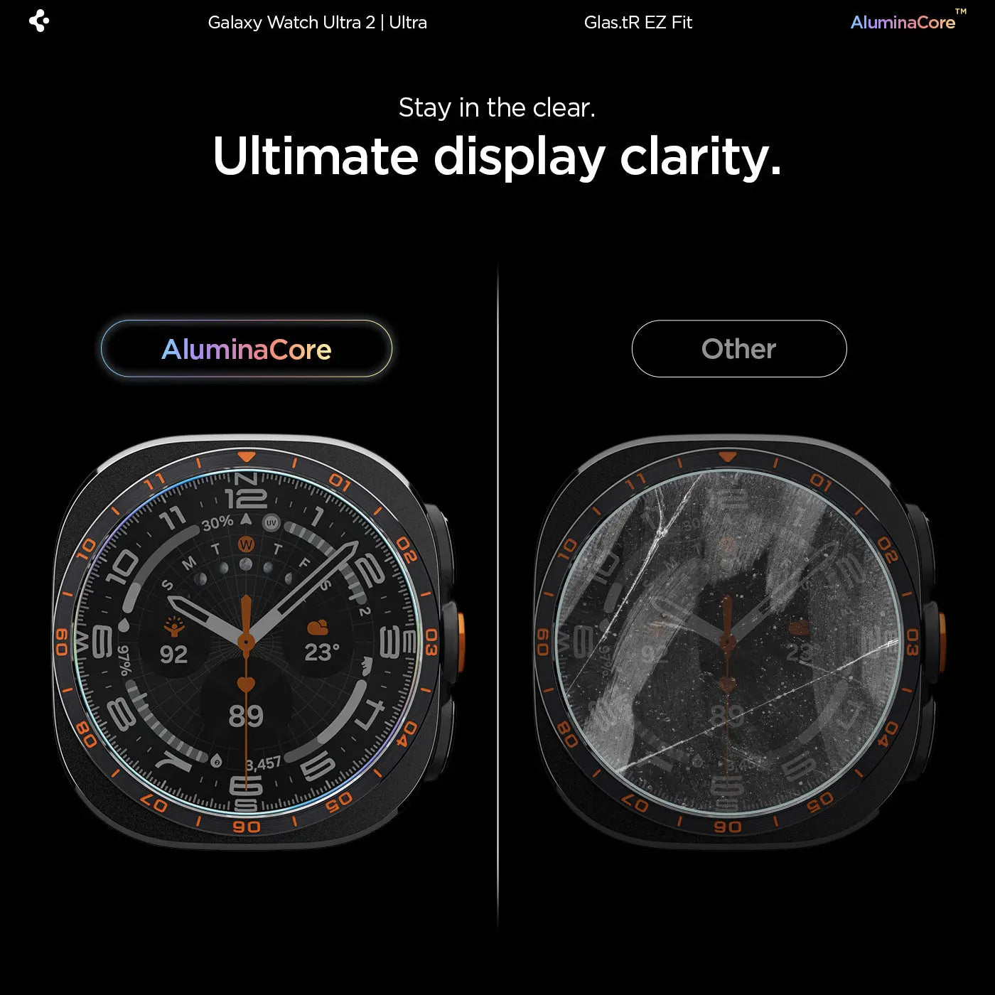 [2 Pack] Samsung Watch Ultra 2 Screen Protector (47mm) EZ FIT GLAS.tR